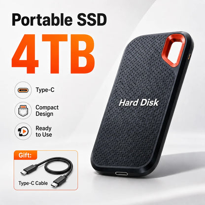 SSD Portátil de Alta Capacidade (4 TB) // Unidade de Armazenamento Externa de Alta Velocidade // Compatível c/ USB 3.1 // Para Notebook, PC, Smartphone e Mac