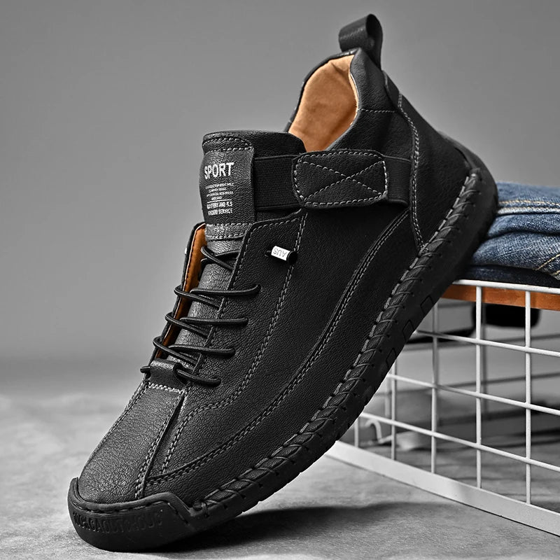 Sapato Masculino Casual de Couro Feito à Mão // Estilo Slip-On/Mocassim // Respirável, Confortável e Estiloso // Tamanhos Grandes