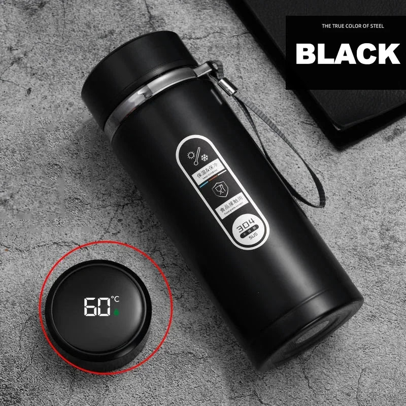 Garrafa Térmica de Aço Inoxidável (SUS304) p/ Chá e Agua// Com Capacidade de 500 ml  // Isolamento a Vácuo e Visor de Temperatura em LED.