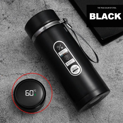 Garrafa Térmica de Aço Inoxidável (SUS304) p/ Chá e Agua// Com Capacidade de 500 ml  // Isolamento a Vácuo e Visor de Temperatura em LED.
