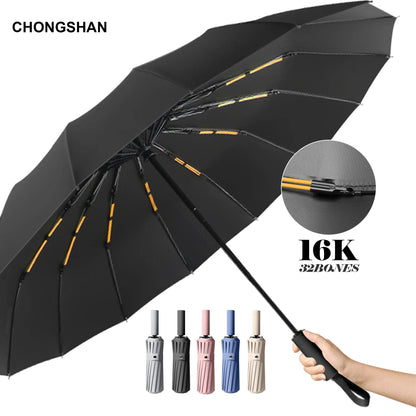 Grande Guarda-Chuva 16k Luxo Ossos Duplos à Prova de Vento // Guarda-Chuvas Unissex Compactos // Dobra Automática