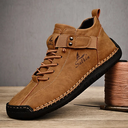 Sapato Masculino de Couro Casual Feito à Mão // Novo Design Tênis Respirável // Sapatos de Couro // Botas de Tornozelo