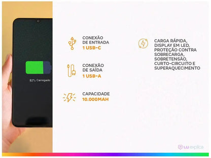 Portable Charger/Power Bank Geonav 10.000mAh PB10K20WSG
