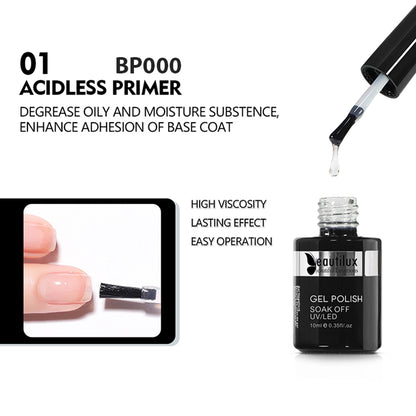 Beautilux 1pc Primer Base de Borracha Top Coat Velvet Matte // Top Coat Blossom Gel Foil Transfer Gel // Gel para Design de Unhas // Verniz para Unhas 10ml