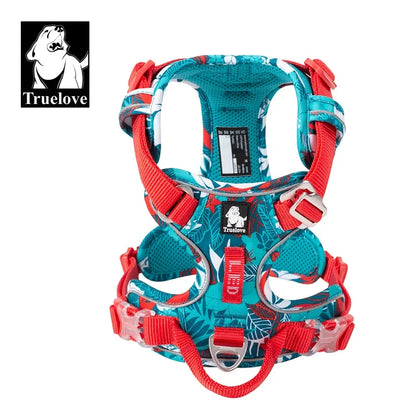 Truelove Pet Nylon Refletivo para Cães // Sem Puxão // Ajustável Médio/Grande // Colete de Segurança p/ Cães Travessos com Guia p/ Caminhada e Corrida