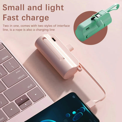 Power Bank 10000mAh Leve Com Cabo Embutido Carregador Portátil Para Celular Emergência Diário