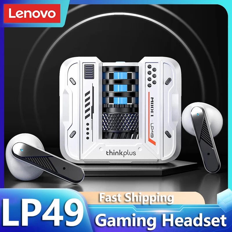 Fones de Ouvido p/Tradução 135 Idiomas em Tempo Real // Lenovo LP49 AI p/ Tradução s/ Fio Bluetooth 5.4 // Com Redução de Ruído HD p/ Chamadas // Escritório, Viagens //