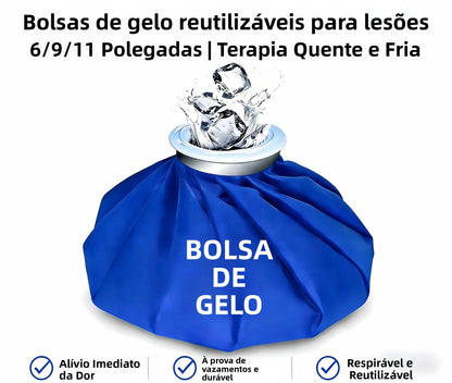 Bolsa de Gelo Reutilizável p/ Terapia Quente e Fria // Bolsa de Gelo em TPU à Prova de Vazamentos // Para Lesões Esportivas // Alívio da Dor, Inchaço, Entorses e Dores Musculares.