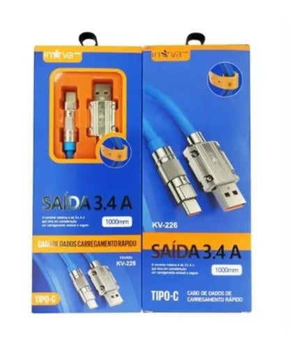 Cabo USB Tipo-C de Silicone Líquido p Carregamento Super Rápido (120W/6A) // Com Suporte a PD 60W