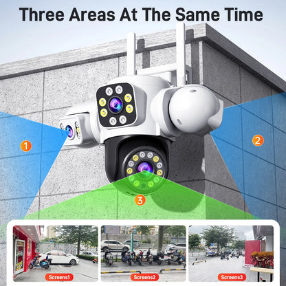Câmera Externa ANSVICAM 6K 12MP WiFi // Tela Tripla // Lente Tripla PTZ 360° // Câmera p/ Segurança Completa // Vigilância CCTV IP66 Yoosee