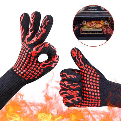 Luvas de Silicone Resistentes ao Calor // Luvas p/ Churrasco // Luvas de Cozinha para Forno // Luvas à Prova de Fogo e Antiderrapantes de 500 a 800 graus