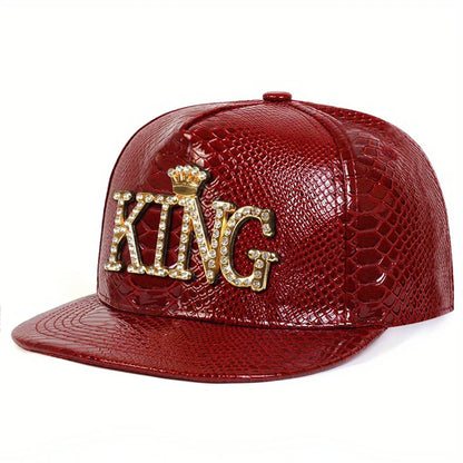 Boné de Beisebol Unissex c/ Estampa King de Couro Hip-Hop // Ajustável / Casual // Com fecho, protetor solar, primavera/outono