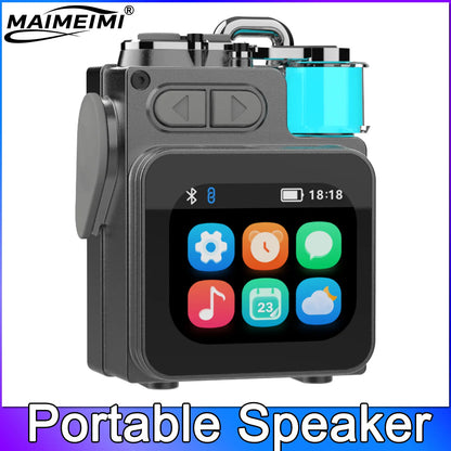 Caixa de Som Portátil s/ Fio Compatível c/ Bluetooth // Caixa de Som Mecânica de Metal c/ Tela de LED RGB e Suporte para Subwoofer de Mesa.