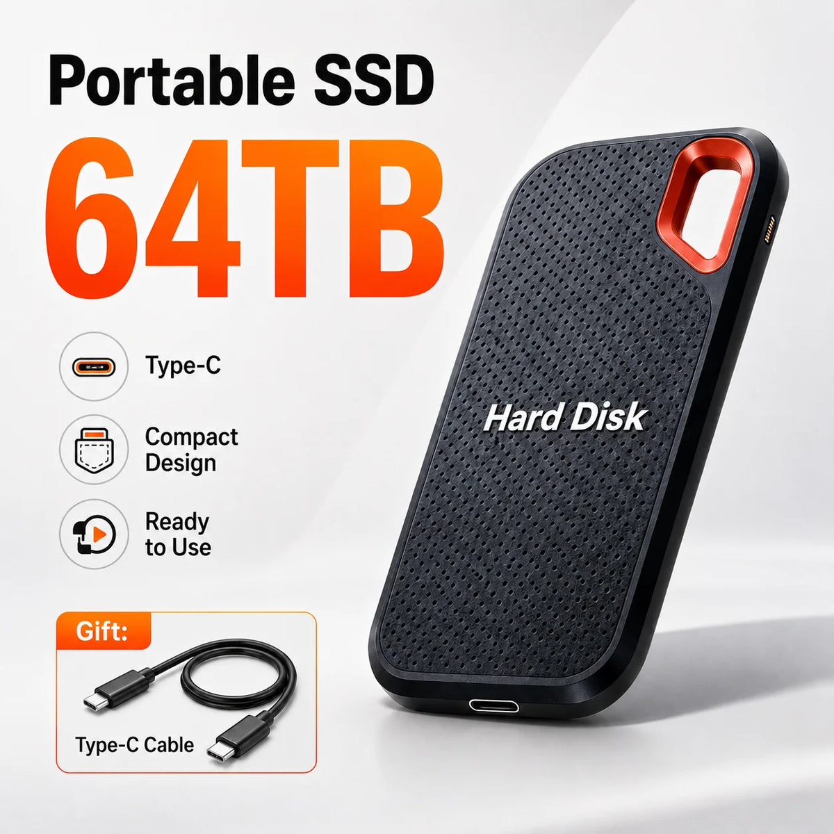 SSD Portátil de Alta Capacidade (4 TB) // Unidade de Armazenamento Externa de Alta Velocidade // Compatível c/ USB 3.1 // Para Notebook, PC, Smartphone e Mac