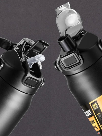 Garrafa térmica portátil para atividades ao ar livre, de aço inoxidável 304, caneca térmica, frascos a vácuo, garrafa esportiva para água fria e quente com canudo