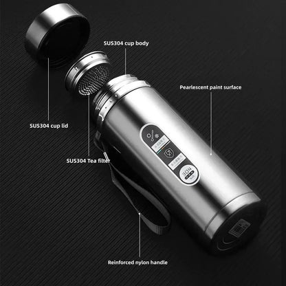Garrafa Térmica de Aço Inoxidável (SUS304) p/ Chá e Agua// Com Capacidade de 500 ml  // Isolamento a Vácuo e Visor de Temperatura em LED.