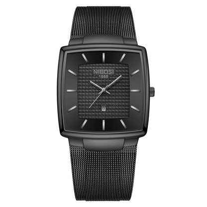 Relógios NIBOSI da Moda p/ Homens // Pulseira de Aço Inoxidável // Relógio Esportivo de Quartzo // Data Ultra Automática // Relógio Casual à Prova d'Água // Relógio Masculino