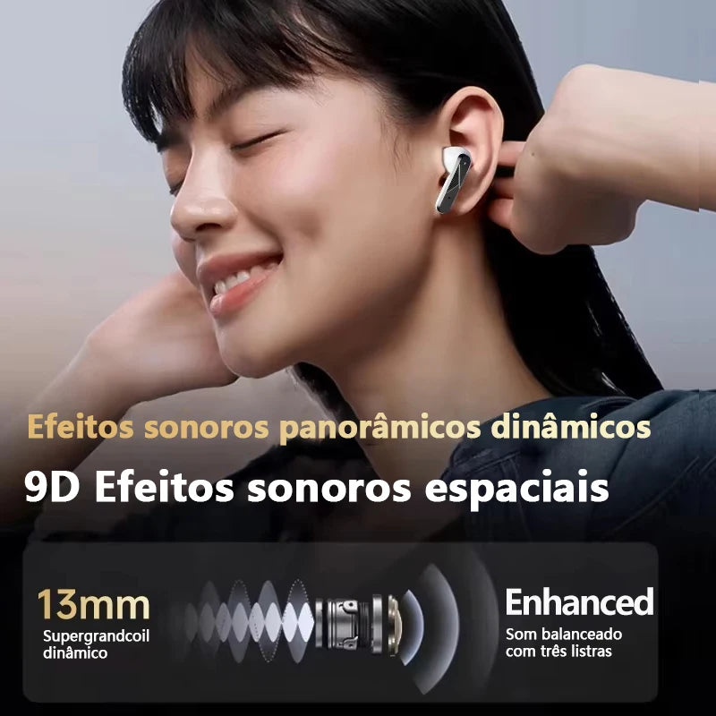 Fones de Ouvido p/Tradução 135 Idiomas em Tempo Real // Lenovo LP49 AI p/ Tradução s/ Fio Bluetooth 5.4 // Com Redução de Ruído HD p/ Chamadas // Escritório, Viagens //