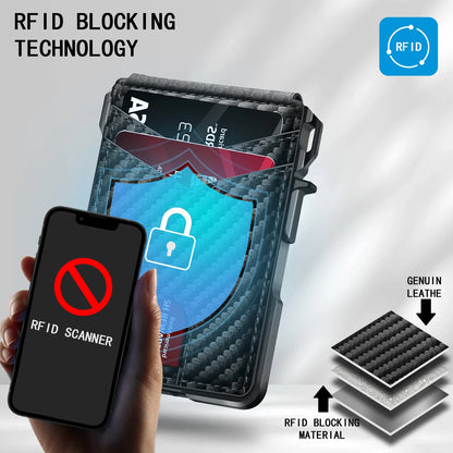 Carteira Masculina Tática Dobrável // Carteira de Metal c/ Bloqueio RFID // Porta-Cartões de Dinheiro em Alumínio // Carteira Masculina Minimalista c/ Caixa de Presente