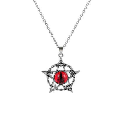 Colar c/ Pingente // Força e Proteção // Unissex // Estilo Punk Retrô // Forma de Pentagrama Devil's Eye  // Colar de Metal não Ajustável // Joia da Moda p/ Presente.