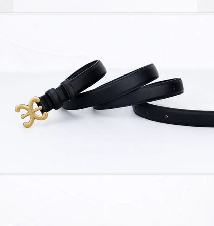 Cintos de Luxo Femininos // Elegantes e ModernosM // 1,8 cm // Cintos de Couro / Corpo // Fivela de Metal // Cabeça Adequada p/ Calças Sociais, Uso Casual