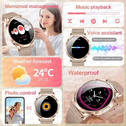 Novo Smartwatch Feminino 2026 // Presente com Tela Touch Completa de 1,32 Polegadas // Funções de Esporte e Fitness // Chamadas Bluetooth e Design Elegante