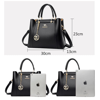 Bolsas de Couro Macio KAIDIFEINIROO Designer Marca de Luxo Mulheres // 3 Camadas // Ombro / Crossbody // Bolsas p/ Senhoras c/ Grande Capacidade