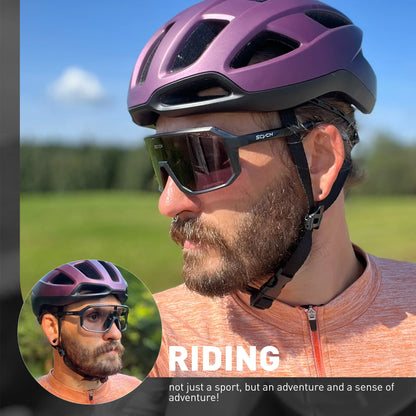 Óculos de Sol p/ Ciclismo Unissex p/ Caminhadas // Fotocromáticos SCVCN // Novos p/ Motociclismo, Bicicleta, Esportes ao Ar Livre // Proteção UV400