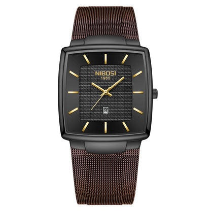 Relógios NIBOSI da Moda p/ Homens // Pulseira de Aço Inoxidável // Relógio Esportivo de Quartzo // Data Ultra Automática // Relógio Casual à Prova d'Água // Relógio Masculino