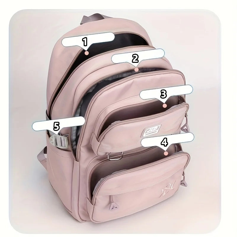 Mochila de Grande Capacidade para Estudantes // Casual, à Prova d'Água // De Nylon // Bolsa de Ombro Dupla, Fashion, p/ Viagem, Faculdade