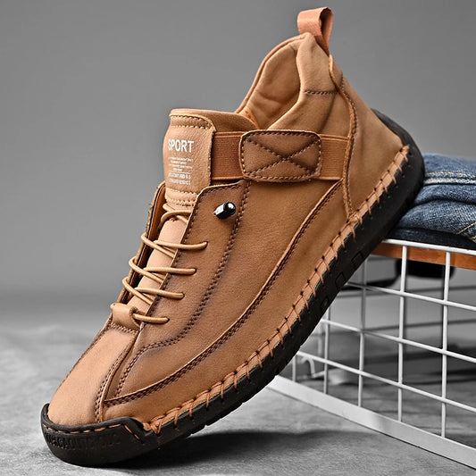 Sapato Masculino Casual de Couro Feito à Mão // Estilo Slip-On/Mocassim // Respirável, Confortável e Estiloso // Tamanhos Grandes