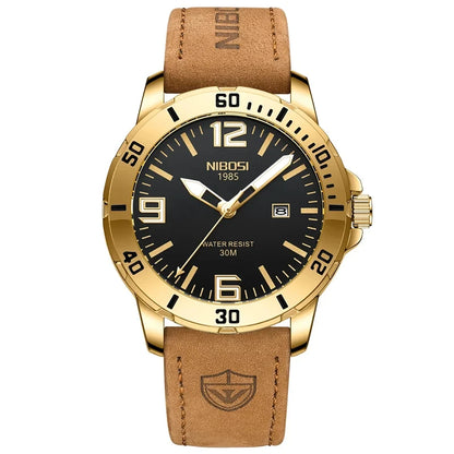 Relógios NIBOSI da Moda p/ Homens // Pulseira de Aço Inoxidável // Relógio Esportivo de Quartzo // Data Ultra Automática // Relógio Casual à Prova d'Água // Relógio Masculino