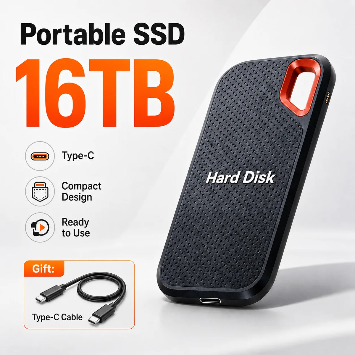 SSD Portátil de Alta Capacidade (4 TB) // Unidade de Armazenamento Externa de Alta Velocidade // Compatível c/ USB 3.1 // Para Notebook, PC, Smartphone e Mac