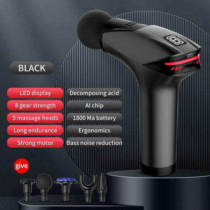 Pistola de Massagem Portátil Percussiva Profissional para Massagem Muscular Profunda // Ideal p/ Relaxamento Corporal, Pescoço e Costas, Fitness e Emagrecimento.