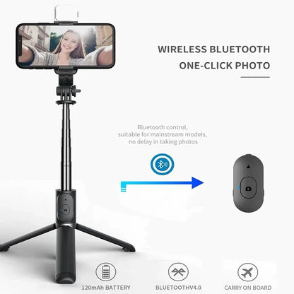 Xiaomi Mijia Selfie Stick 1045 mm s/ Fio Bluetooth // LED // Luz de Preenchimento // Tripé Estendido c/ Obturador Remoto p/ Celular Android, IOS