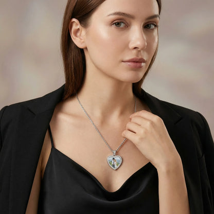 Colar Luxuoso c/ Pingente em Forma de Coração de Zircônia // Joias Femininas