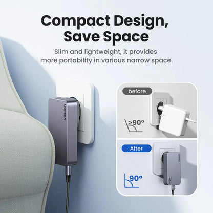 Carregador UGREEN 65W GaN Quick Charge 4.0 3.0 USB C // Para iPhone 17 16 15 Pro M // PD 3.0 // Carregador Rápido p/ Macbook, Laptop e Tablet.