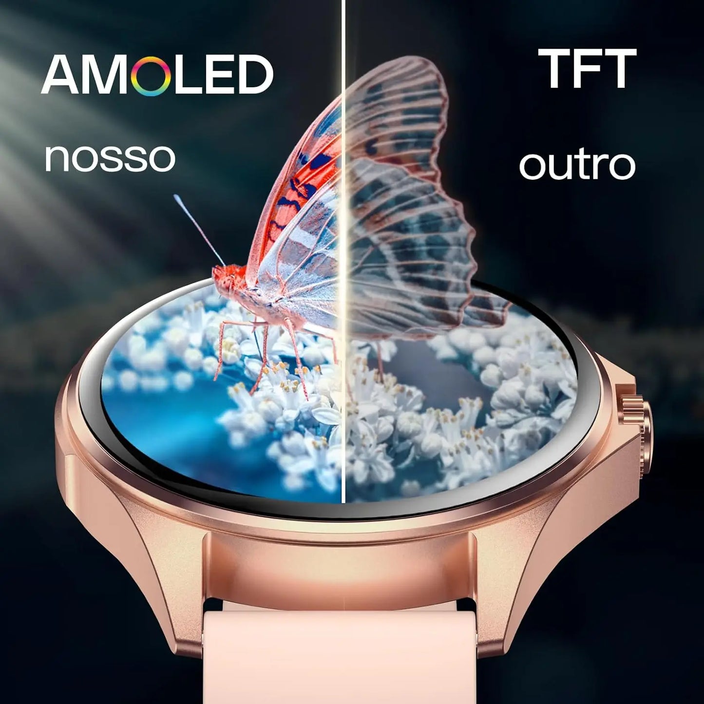 Relógio Feminino AURAFIT ELLA 1  AMOLED 1,32" // 150+ Modos Esportivos// Monitor Ciclo Menstrual // Saúde // Android/iOS