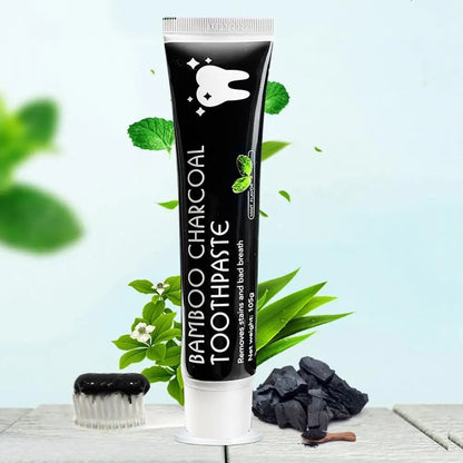 Creme Dental Preto de Bambu para Clareamento Dental 105g // Limpeza Profunda Carvão // Clareamento Dental Multiuso // Creme Dental Preto
