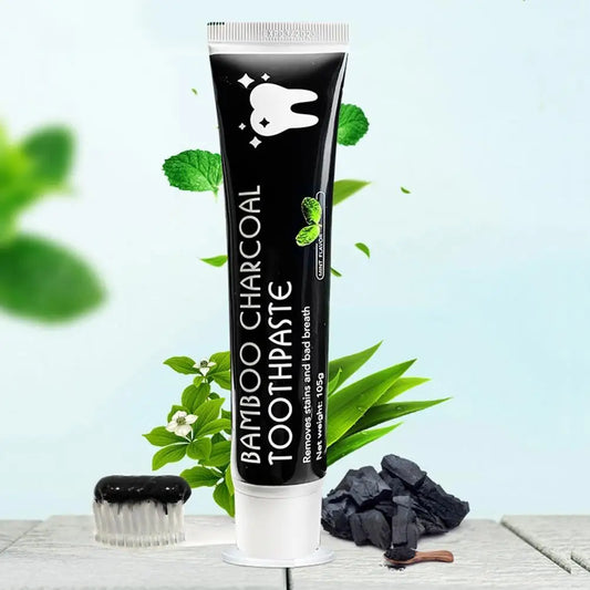 Creme Dental Preto de Bambu para Clareamento Dental 105g // Limpeza Profunda Carvão // Clareamento Dental Multiuso // Creme Dental Preto