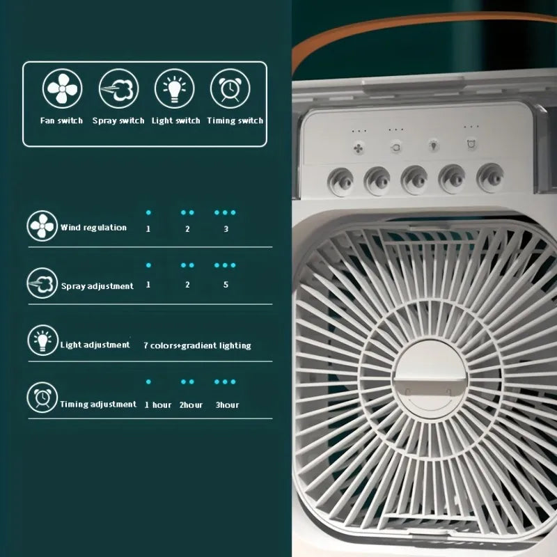 Ventilador Robovacs de Ar Condicionado Portátil Doméstico // Pequeno Refrigerador / Umidificador de Ar // Ventilador de Refrigeração Portátil // Ajuste de 3 velocidades