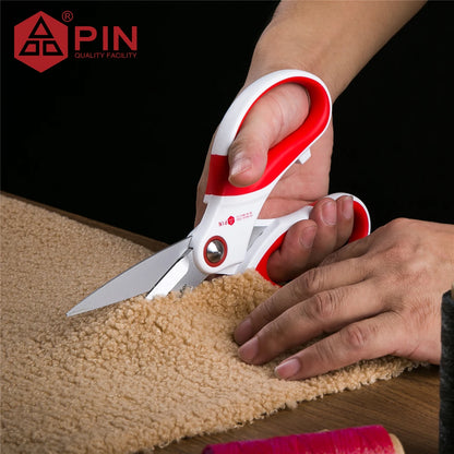 Tesoura Industrial Resistente PIN 20 cm – Tesoura Multiuso Afiada e Antiferrugem em Aço Inoxidável para Couro, Corda, Tecido e Plástico