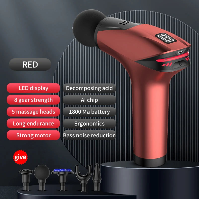 Pistola de Massagem Portátil Percussiva Profissional para Massagem Muscular Profunda // Ideal p/ Relaxamento Corporal, Pescoço e Costas, Fitness e Emagrecimento.