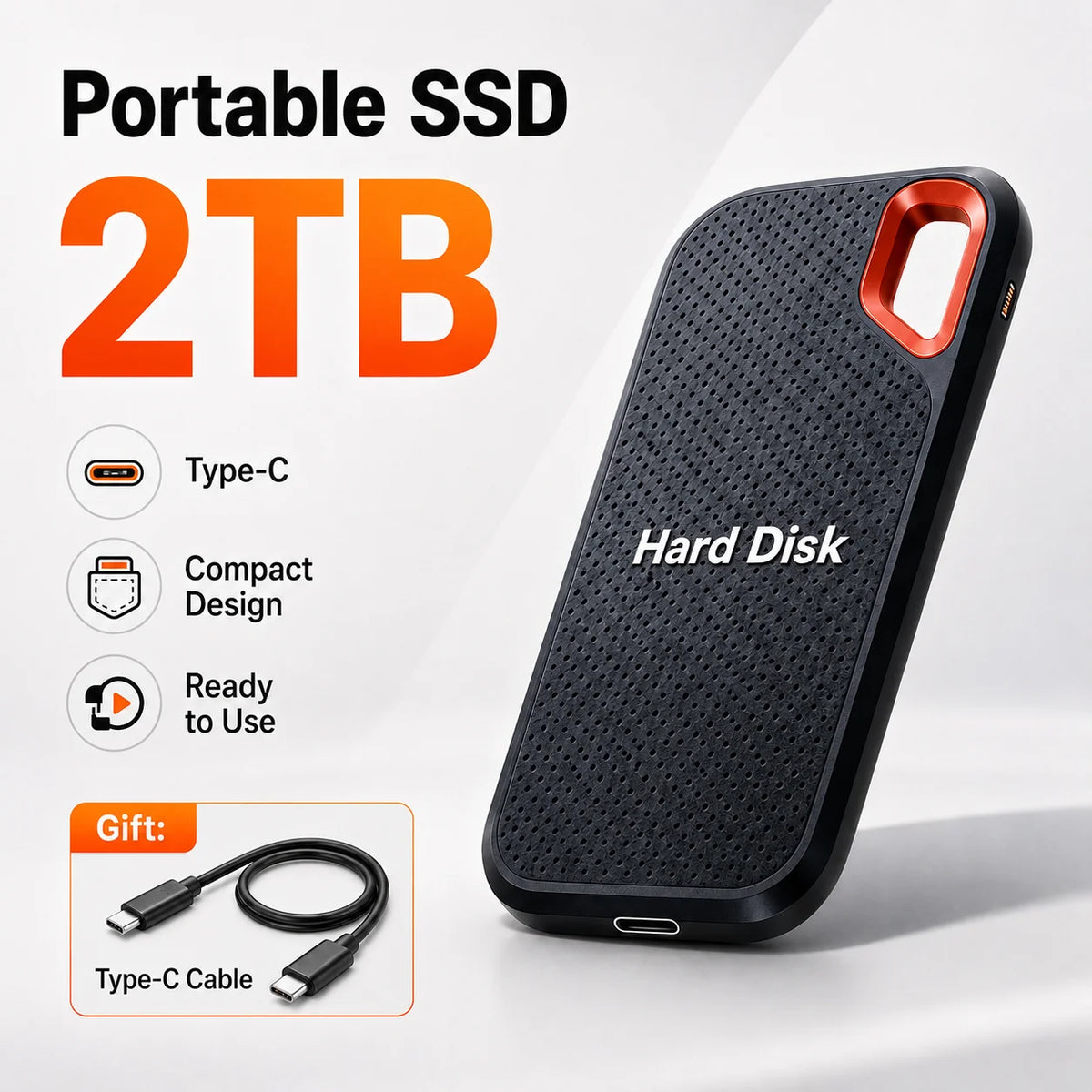 SSD Portátil de Alta Capacidade (4 TB) // Unidade de Armazenamento Externa de Alta Velocidade // Compatível c/ USB 3.1 // Para Notebook, PC, Smartphone e Mac