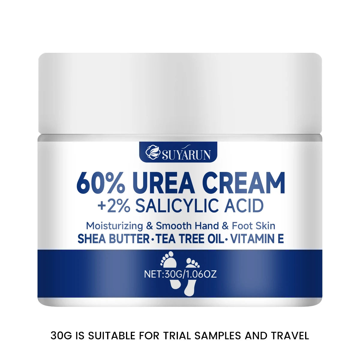 Creme p/ Pés SUYARUN 60% Ureia p/ Calcanhares Rachados e Pele Seca // Tratamento Hidratante Intensivo // Removedor de Calosidades // Cuidado p/ Pés Diabéticos.