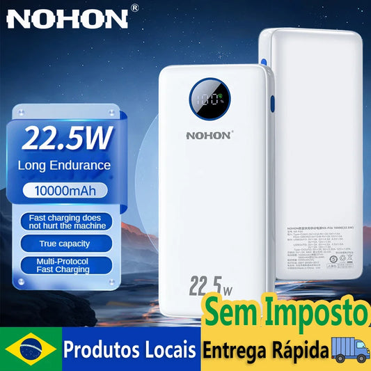 Carregador portátil NOHON 10000mAh para iPhone 14, 13, 12, 11 X, XS, XR, Samsung, Xiaomi, Oneplus Mini Powerbank, bateria externa