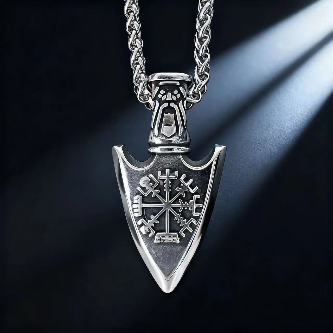 Colar Força e Poder de Odin Viking Rune c/ Pingente HNSP  // Em Aço Inoxidável 316L p/ Homens // Acessórios de Joias c/ Corrente.