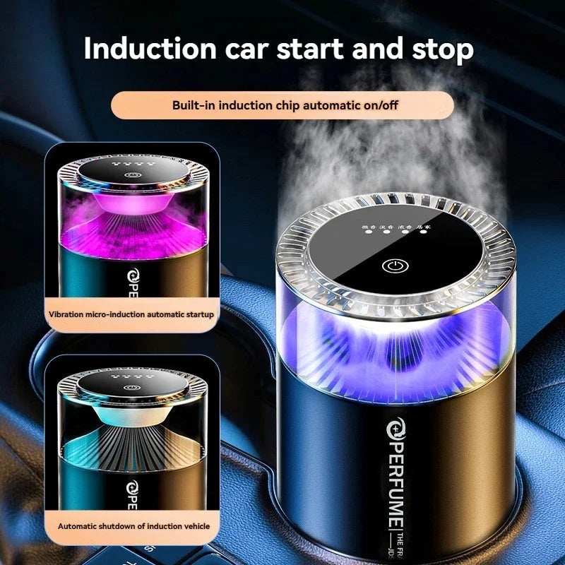 Aromatizador de Ar Inteligente Recarregável p/ Carro // Difusor de Aroma em Formato de Nuvem c/ Luz RGB p/ Interior Automotivo.