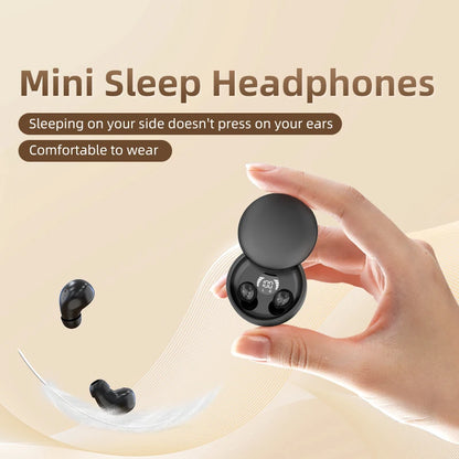 Fones de Ouvido Invisíveis p/ Dormir // Mini Fones de Ouvido Bluetooth TWS // Fones de Ouvido Sem Fio com Microfone // HD Call Semi-Intra-Auriculares c/ Redução de ruído