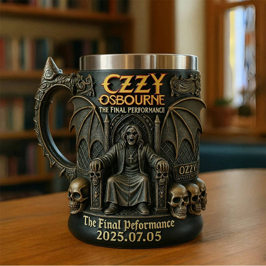 Caneca Comemorativa de Halloween 3D Ozzy Osbourne // Caveira de Aço Inoxidável // Copo de Água // Caneca de Cerveja // Xícara de Café